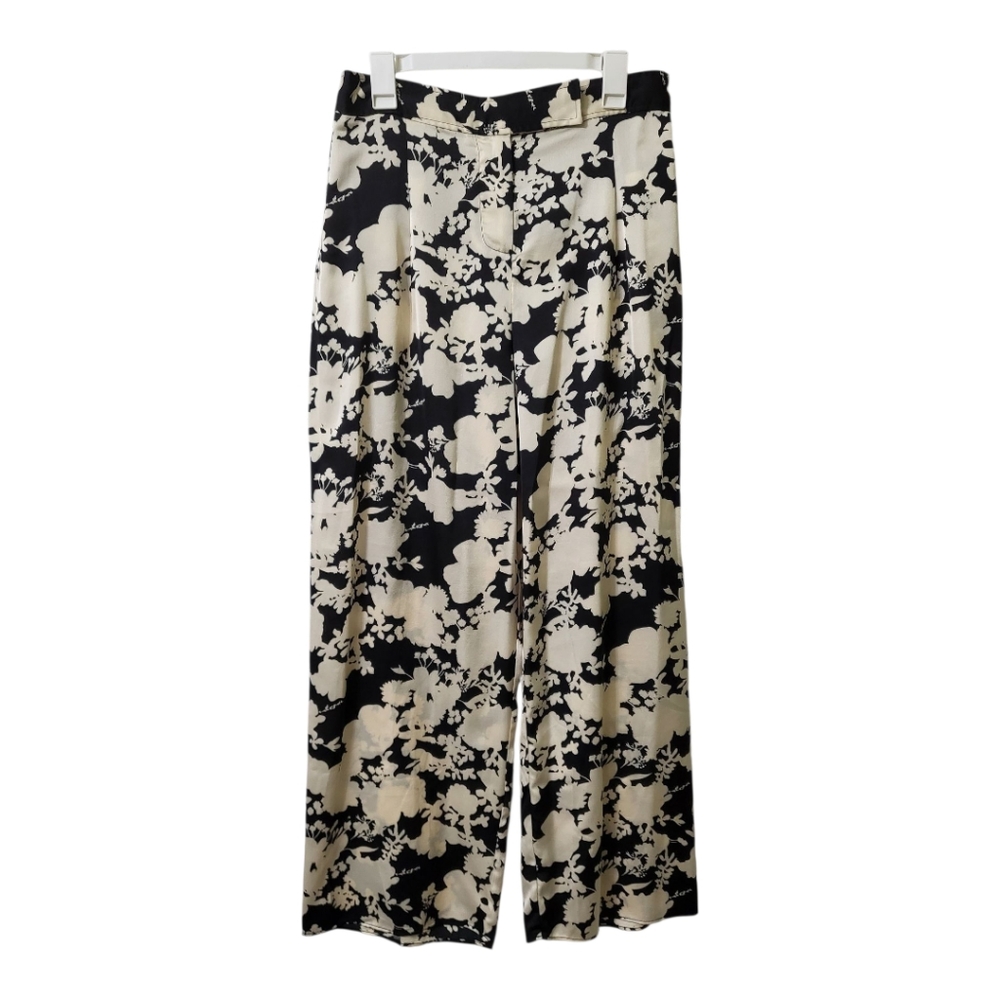 💕Lulu's Stunningly Chic Black and White Floral Wide-Leg Pants